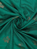 Peacock Green Leaf Design Raw Silk Saree