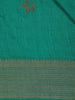 Peacock Green Leaf Design Raw Silk Saree