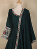 Peacock Green Paisley Design Semi Silk Gown with Dupatta