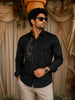 Peacock Green Tiger Face Motif Stone Embellished Design Pure Cotton Party Wear Full Sleeve Men Shirt