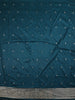 Peacock Teal Blue Butta Zari Woven Design Pure Satin Saree with Scalloped Border