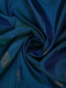 Peacock Teal Blue Butta Zari Woven Design Pure Kanchipuram Silk Saree with Contrast Zari Border