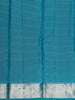 Peacock Teal Blue Checked Zari Woven Design Pure Kanchipuram Silk Saree with  Zari Border