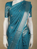 Peacock Teal Blue Checked Zari Woven Design Pure Kanchipuram Silk Saree with  Zari Border