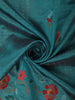 Peacock Teal Blue Floral Butta Thread Embroidered Design Tussar Saree with Peacock Border