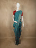 Peacock Teal Blue Floral Butta Thread Embroidered Design Tussar Saree with Peacock Border