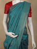 Peacock Teal Blue Floral Butta Thread Embroidered Design Tussar Saree with Peacock Border