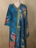 Peacock Teal Blue Floral Sequins Embroidered Design Cotton Straight Cut Salwar Suit with Dupatta