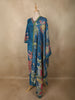 Peacock Teal Blue Floral Sequins Embroidered Design Cotton Straight Cut Salwar Suit with Dupatta