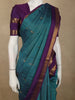 Peacock Teal Blue Striped Zari Woven Design Pure Kanchipuram Silk Saree with Double Zari Border