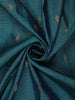 Peacock Teal Blue Striped Zari Woven Design Pure Kanchipuram Silk Saree with Double Zari Border