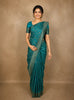Peacock Teal Blue Floral Zari Woven Design Banarasi Silk Designer Saree with Designer Border