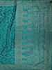Peacock Teal Blue Floral Zari Woven Design Banarasi Silk Designer Saree with Designer Border