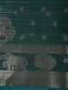 Peacock Teal Blue Paisley Butta Woven Design Semi Silk Saree with Animal Motif  Border