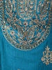Peacock Teal Blue Paisley Sequins and Zari Embroidered Design Semi Silk Anarkali Suit with Matching Designer Dupatta