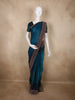 Peacock Teal Blue Stone Embellished Design Organza Designer Saree