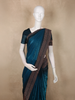 Peacock Teal Blue Stone Embellished Design Organza Designer Saree