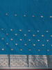 Peacock Blue Floral And Diamond Motifs Zari Weaving Soft Silk Saree - Diadem
