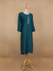 Peacock Blue Floral Design Cotton Kurti - Diadem