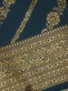 Peacock Blue Floral Design Silk Saree - Diadem