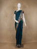 Peacock Blue Floral Embellished Chiffon Saree - Diadem