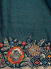 Peacock Blue Floral Embellished Chiffon Saree - Diadem
