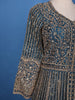 Peacock Blue Floral Embroidery Net Bridal Pakistani Lehenga - Diadem
