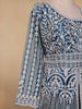 Peacock Blue Floral Embroidery Net Bridesmaid Gown - Diadem