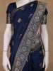 Peacock Blue Floral Woven Banarasi Silk Saree - Diadem