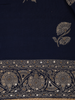 Peacock Blue Floral Woven Banarasi Silk Saree - Diadem