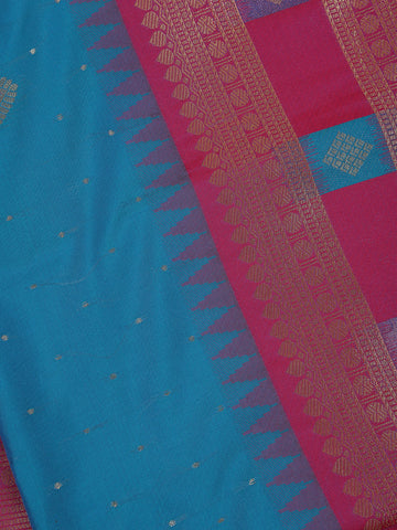 Peacock Blue Paisley Design Tissue Saree - Diadem