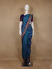 Peacock Blue & Purple Dual Tone Plain Semi Silk Saree with Copper Zari Border - Diadem