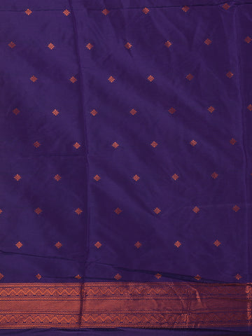 Peacock Blue & Purple Dual Tone Plain Semi Silk Saree with Copper Zari Border - Diadem