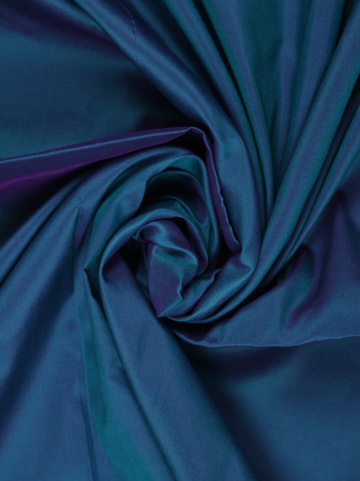 Peacock Blue & Purple Dual Tone Plain Semi Silk Saree with Copper Zari Border - Diadem