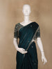 Peacock Blue Sequins Design Satin Saree - Diadem