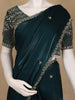 Peacock Blue Sequins Design Satin Saree - Diadem