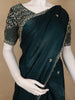 Peacock Blue Sequins Design Satin Saree - Diadem