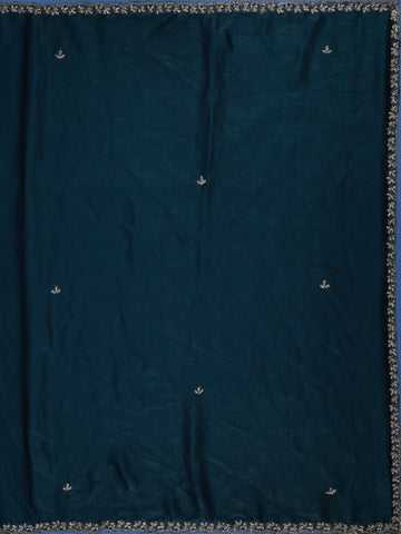 Peacock Blue Sequins Design Satin Saree - Diadem