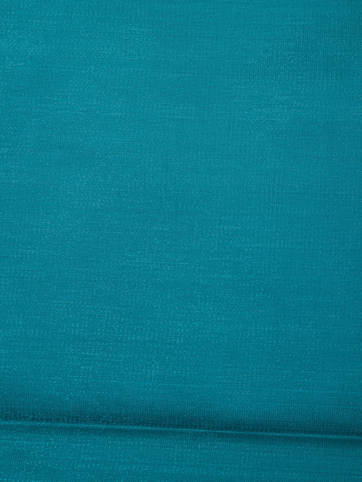 Peacock Blue Solid Woven Banarasi Silk Saree - Diadem