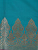 Peacock Blue Solid Woven Banarasi Silk Saree - Diadem