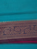Peacock Blue Solid Woven Banarasi Silk Saree - Diadem