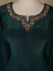 Peacock Green Floral Designed Semi Silk Anarkali Salwar Suit - Diadem