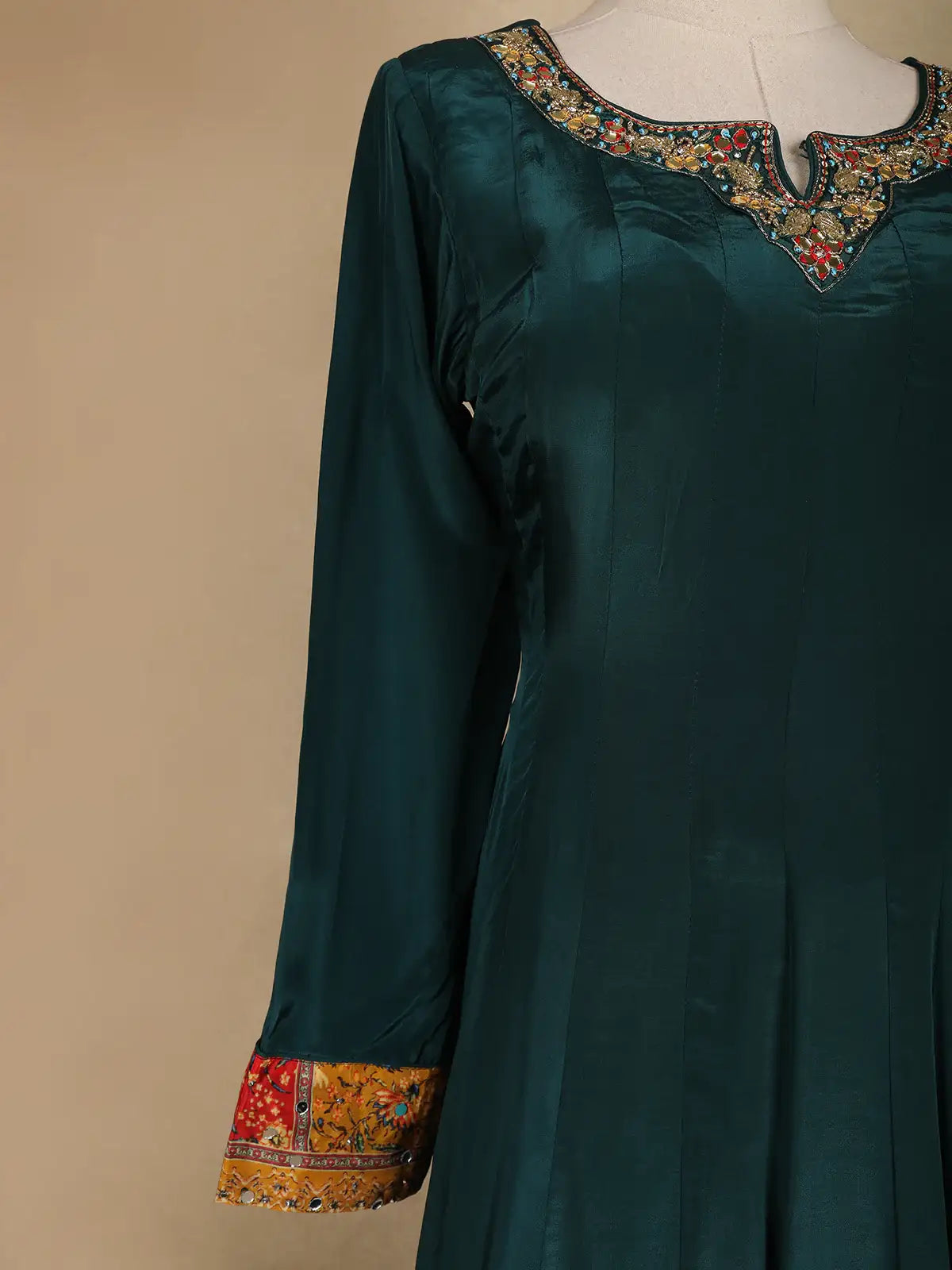peacock green anarkali dress Peacock green handloom Anarkali – Vastrasuka main image 1