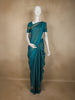 Peacock teal Blue Stripes Zari Woven Design Pure Kanchipuram Silk Saree with Zari Border