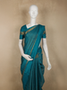 Peacock teal Blue Stripes Zari Woven Design Pure Kanchipuram Silk Saree with Zari Border