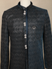 Peacocok Blue Sequins Embroidered Velvet Sherwani with Designer Brooch