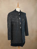 Peacocok Blue Sequins Embroidered Velvet Sherwani with Designer Brooch