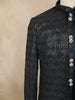 Peacocok Blue Sequins Embroidered Velvet Sherwani with Designer Brooch