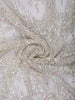 Pearl White Heavy Sequins and Beads Embroidered Design Net Party Wear Saree with Designer Border