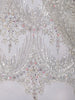 Pearl White Heavy Sequins and Beads Embroidered Design Net Party Wear Saree with Designer Border